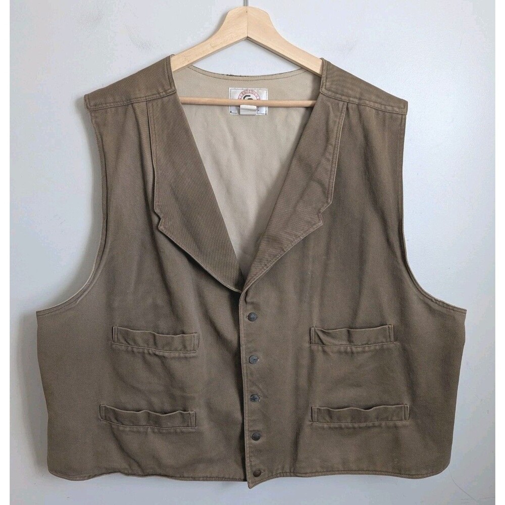 Vtg Cowboy Frontier Vest Mens 5X Brown Western Buffalo Head Buttons Reenactment